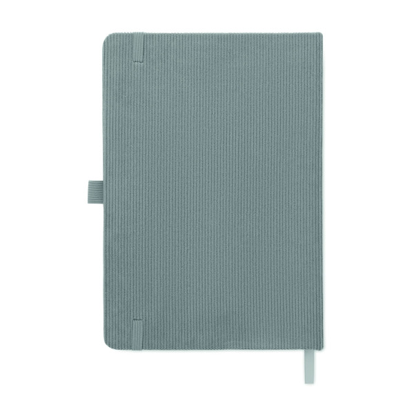 Carnet A5 avec couverture rigide en velours côtelé de polyester RPET - BCM Goodies