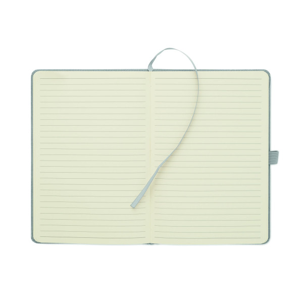 Carnet A5 avec couverture rigide en velours côtelé de polyester RPET - BCM Goodies