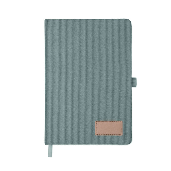 Carnet A5 avec couverture rigide en velours côtelé de polyester RPET - BCM Goodies
