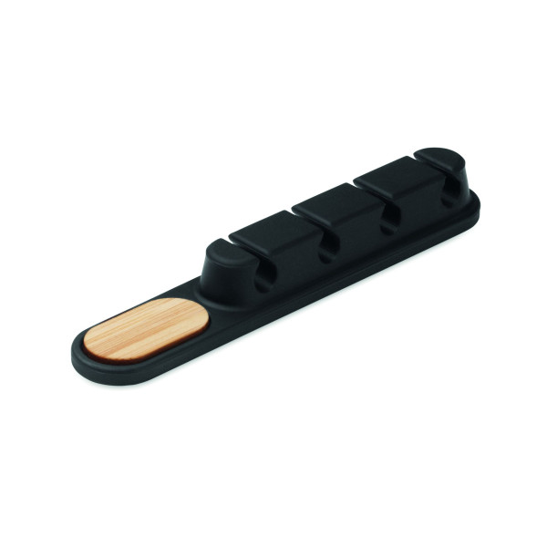 Organisateur de câbles en silicone et bambou naturel pour entreprise - BCM Goodies