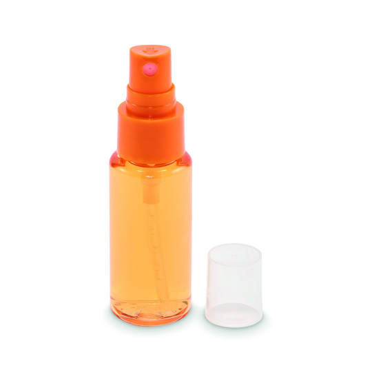 Brume corporelle en flacon PET de 30 ml avec pompe et couvercle en PP - Parfum prune et cassis - Idéal pour la personnalisation 