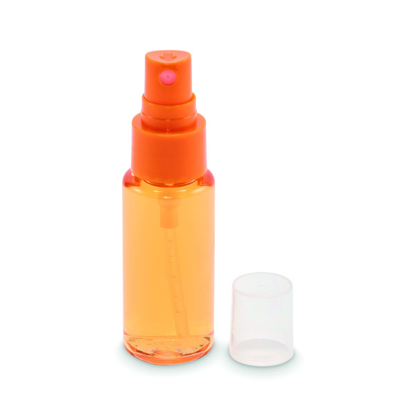 Brume corporelle en flacon PET de 30 ml avec pompe et couvercle en PP - Parfum prune et cassis - Idéal pour la personnalisation 