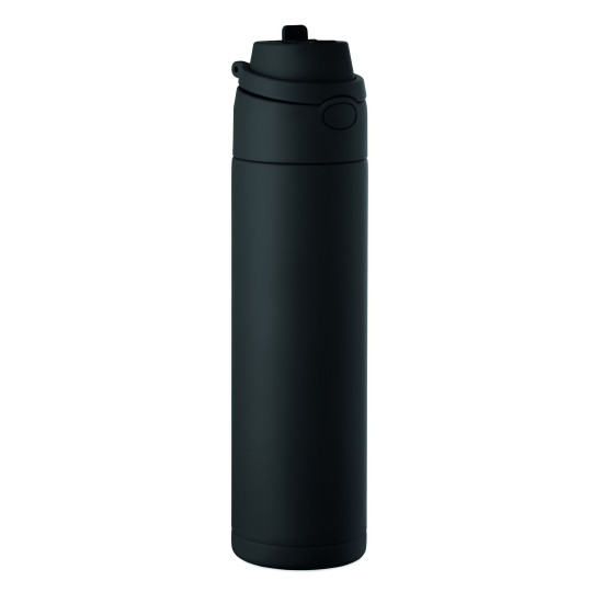 Bouteille en acier inox recyclé à simple paroi 650ml avec paille et couvercle anti fuite - Personnalisable pour entreprise