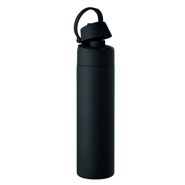 Bouteille en acier inox recyclé à simple paroi 650ml avec paille et couvercle anti fuite - Personnalisable pour entreprise