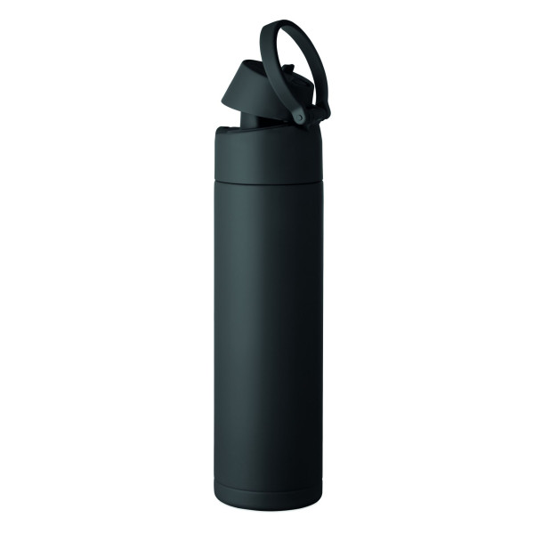 Bouteille en acier inox recyclé à simple paroi 650ml avec paille et couvercle anti fuite - Personnalisable pour entreprise