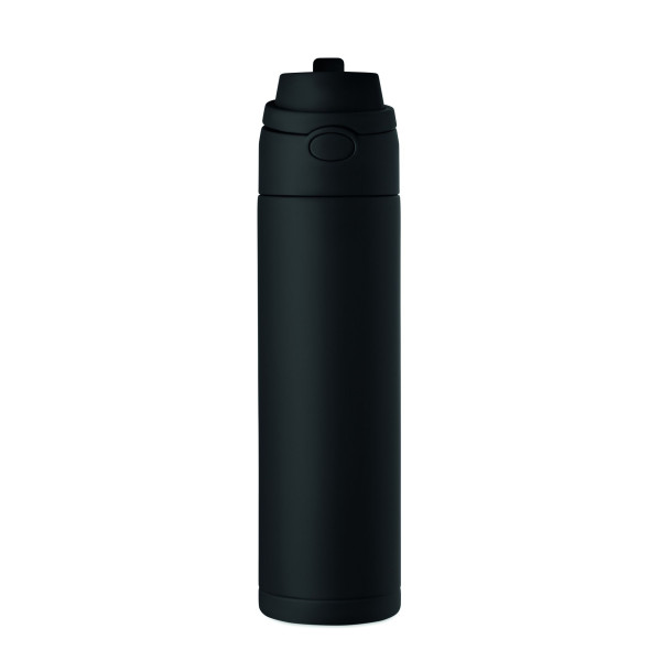 Bouteille en acier inox recyclé à simple paroi 650ml avec paille et couvercle anti fuite - Personnalisable pour entreprise