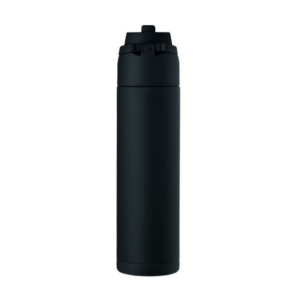 Bouteille en acier inox recyclé à simple paroi 650ml avec paille et couvercle anti fuite - Personnalisable pour entreprise