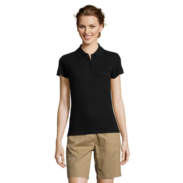 Polo femme SOL'S PEOPLE gris chiné en coton peigné ringspun maille piquée 210 - BCM Goodies