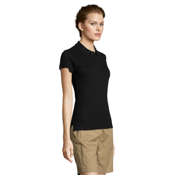 Polo femme SOL'S PEOPLE gris chiné en coton peigné ringspun maille piquée 210 - BCM Goodies