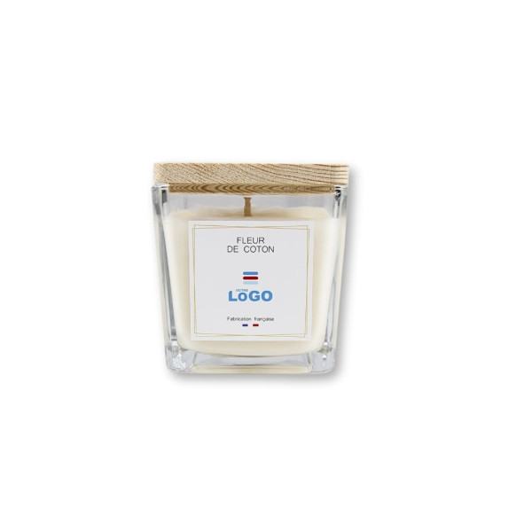 Bougie végétale personnalisable GRASSE 190g en verre recyclé – Cadeau d’entreprise responsable – BCM Goodies