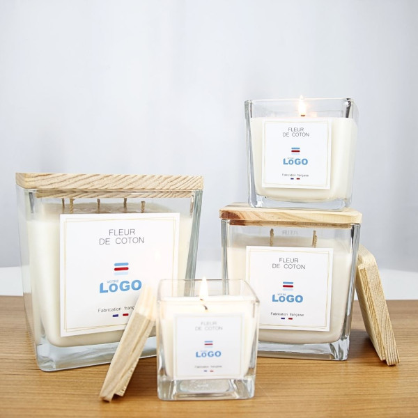 Bougie végétale personnalisée 400g Grasse – Cadeau d’entreprise made in France – Marquage sur-mesure pour communication B2B