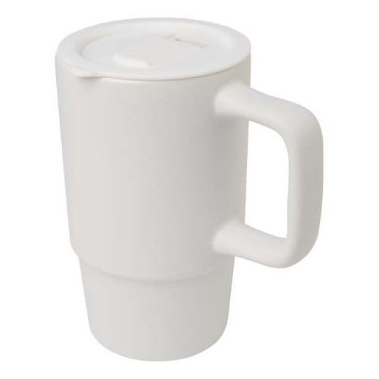 Mug Carter en céramique 450 ml avec couvercle en plastique - Objet publicitaire de qualité