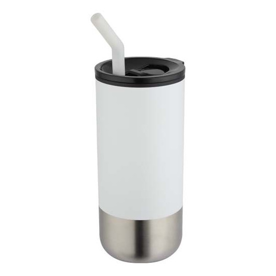 Gobelet isotherme Grayson 480 ml avec paille en silicone - Personnalisable - BCM Goodies