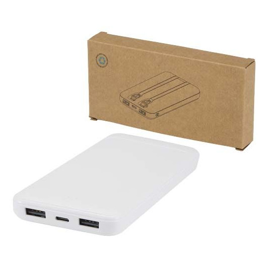 Batterie de secours Adhil de 10 000 mAh en plastique recyclé - Accessoire de charge polyvalent pour appareils électroniques