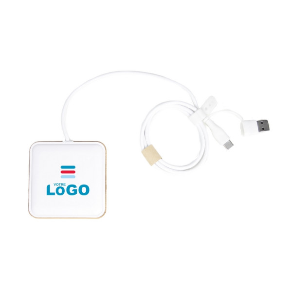 Chargeur sans fil magnétique personnalisable en bambou - Goodie d’entreprise écologique BCM Goodies