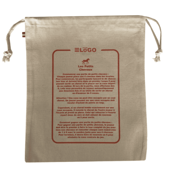 Jeu Petits Chevaux en bois personnalisable - Pochon fabriqué en France pour cadeaux d'entreprise et communication responsab