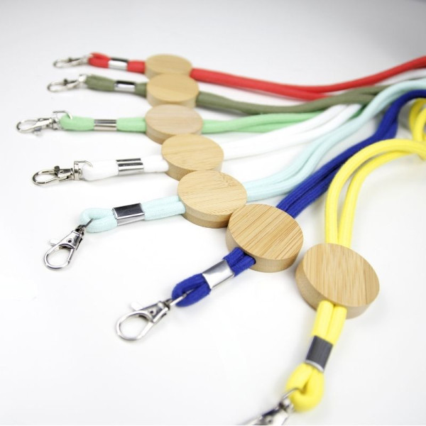 Lanyard BOIS 15 personnalisé – Tour de cou coton et bois avec marquage pour événements professionnels