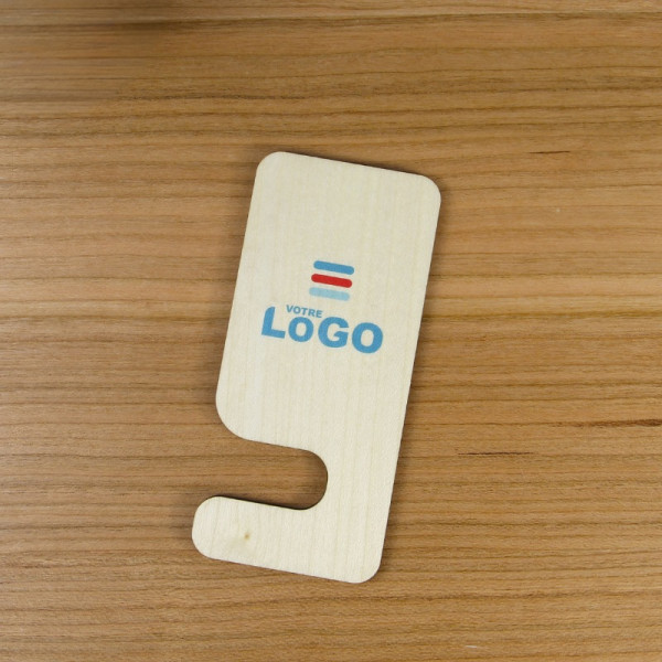 Support de téléphone personnalisable en bois HDF certifié Origine France Garantie – Idéal communication B2B – BCM Goodies