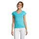 Tee-shirt femme col "v" SOL'S MOON en coton 100% ringspun jersey 150. Coupe cintrée, col en bord côte élasthanne.