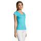Tee-shirt femme col "v" SOL'S MOON en coton 100% ringspun jersey 150. Coupe cintrée, col en bord côte élasthanne.