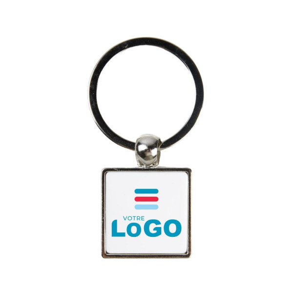 Porte-clés Métallique Carré personnalisé avec impression UV recto verso – Objet publicitaire pour entreprises et associations