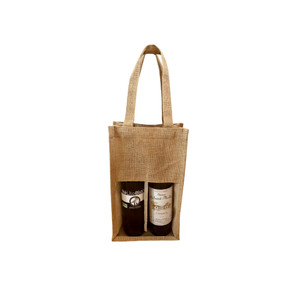 Sac Jute 2 Bouteilles Personnalisable – Objet Publicitaire B2B pour Communication d’Entreprise