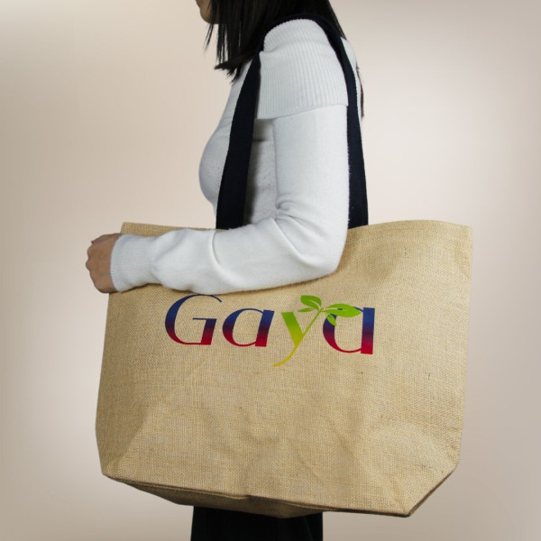 Sac jute GAYA personnalisable avec anses coton – Objet publicitaire pratique pour entreprises et événements