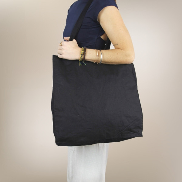Cabas coton personnalisable Paris 155 Noir 38x42x10 cm – Impression sérigraphique ou numérique – Sac événementiel entreprise BCM