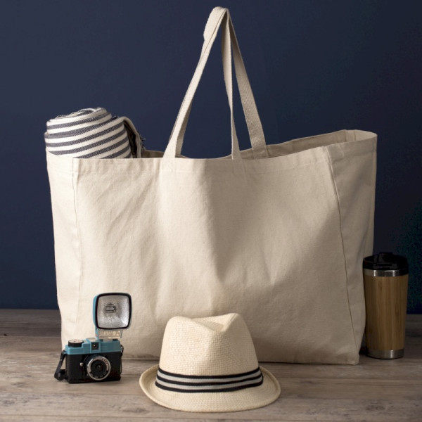 Cabas coton MIAMI 330 écru personnalisé – Grand sac avec pochette zippée pour communication d’entreprise