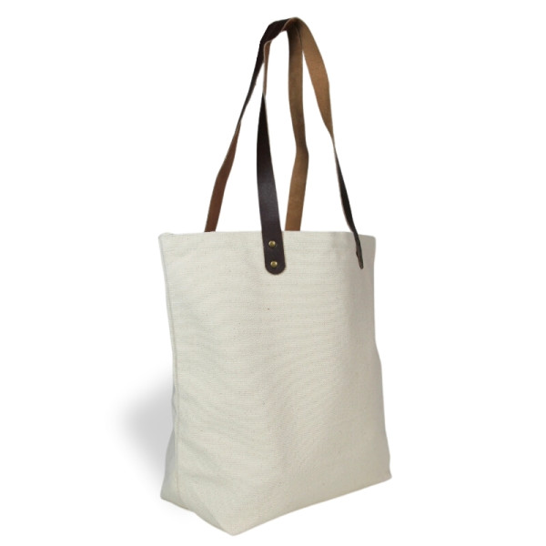 Cabas Coton MONACO personnalisable avec anses cuir – Sac publicitaire 17L pour événements d’entreprise