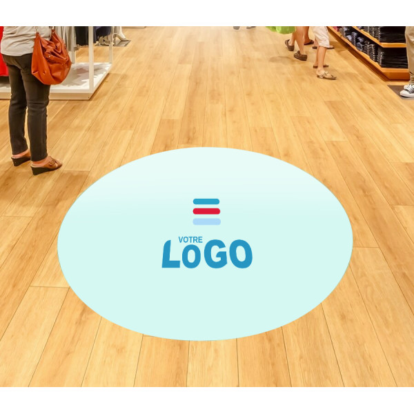 Sticker de sol mat rond ou carré repositionnable blanc personnalisé – Signalétique et communication événementielle professionnel