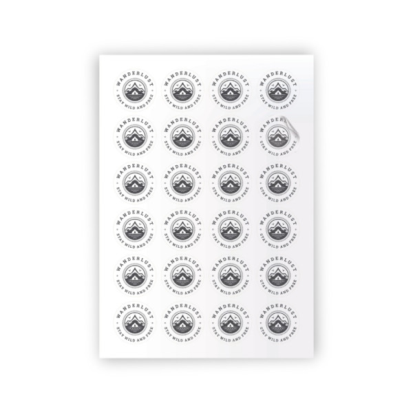Stickers blancs en planche A5 personnalisables pour communication B2B – Impression numérique vinyle intérieur/extérieur