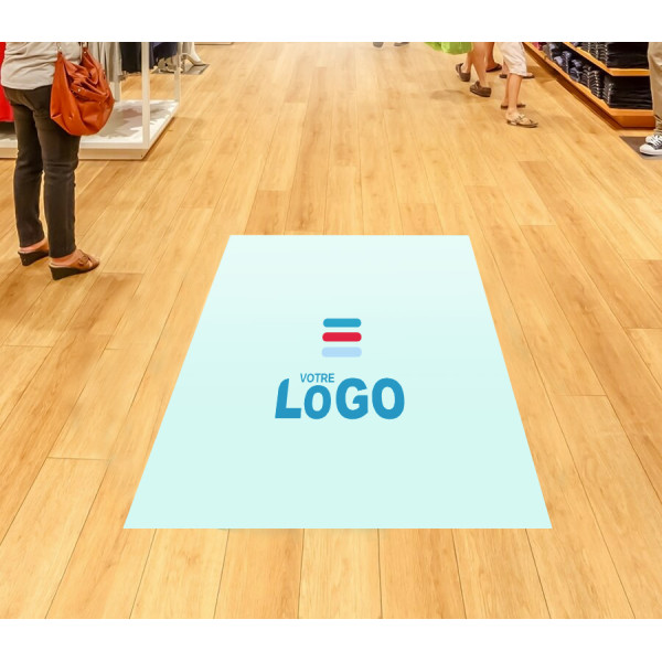 Sticker de sol personnalisable rectangle blanc – Communication visuelle professionnelle – BCM Goodies