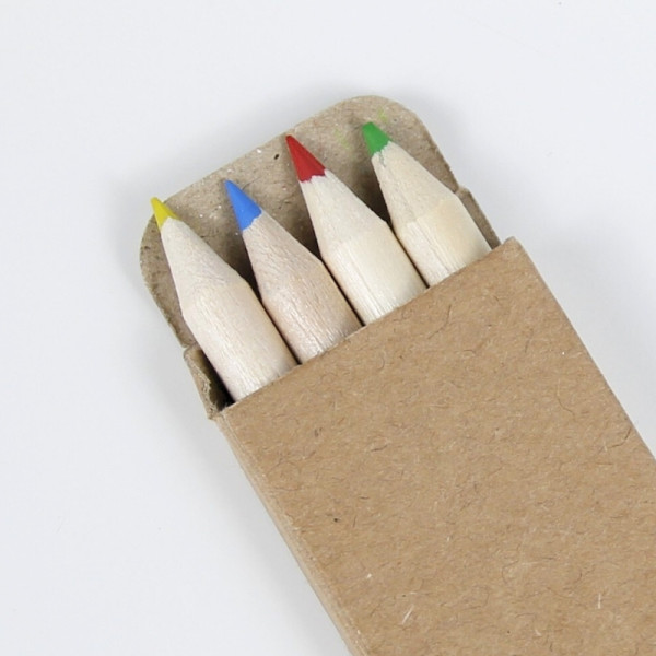 Set 4 crayons de couleur personnalisable en boîte carton – Goodie publicitaire pour communication B2B