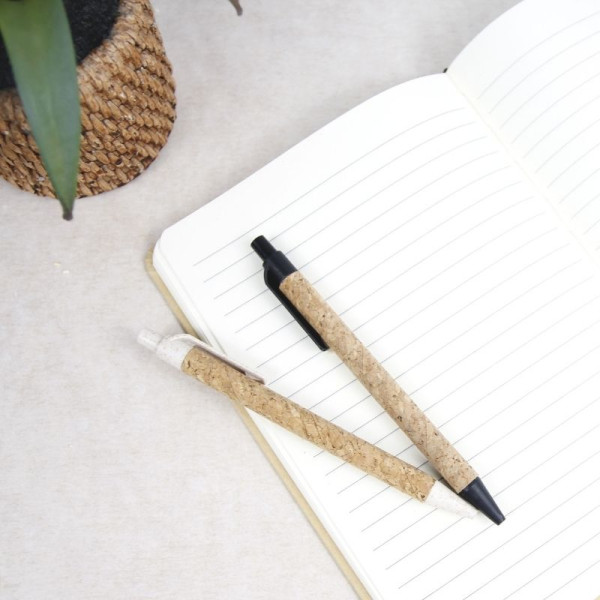 Stylo à bille LIEGE personnalisable en liège et plastique paille de blé – Objet publicitaire écologique BCM Goodies