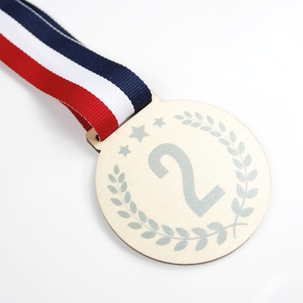 Médaille personnalisée en bois Origine France Garantie avec ruban tricolore – Personnalisation sur mesure