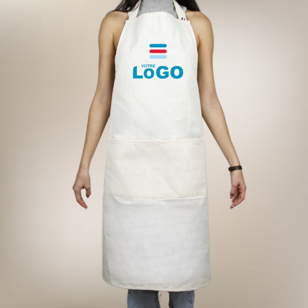Tablier coton personnalisable AUGUSTE 300 fabriqué en France – Communication B2B et cadeaux d’entreprise