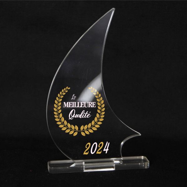 Trophée en plexiglas personnalisable VOILE - Fabrication française certifiée pour événements d’entreprise