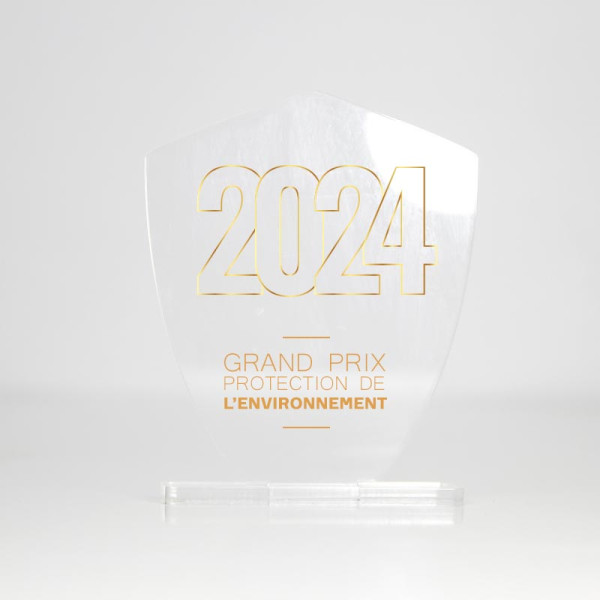 Trophée plexiglas BLASON personnalisable – Fabrication française, récompense professionnelle – BCM Goodies