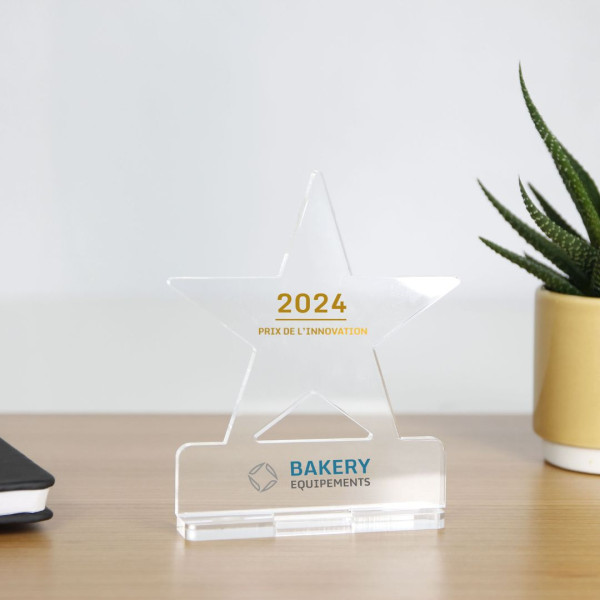 Trophée en plexiglas ETOILE personnalisé Origine France Garantie – Valorisation et reconnaissance événementielle