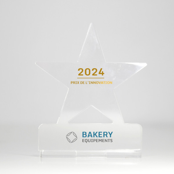 Trophée en plexiglas ETOILE personnalisé Origine France Garantie – Valorisation et reconnaissance événementielle