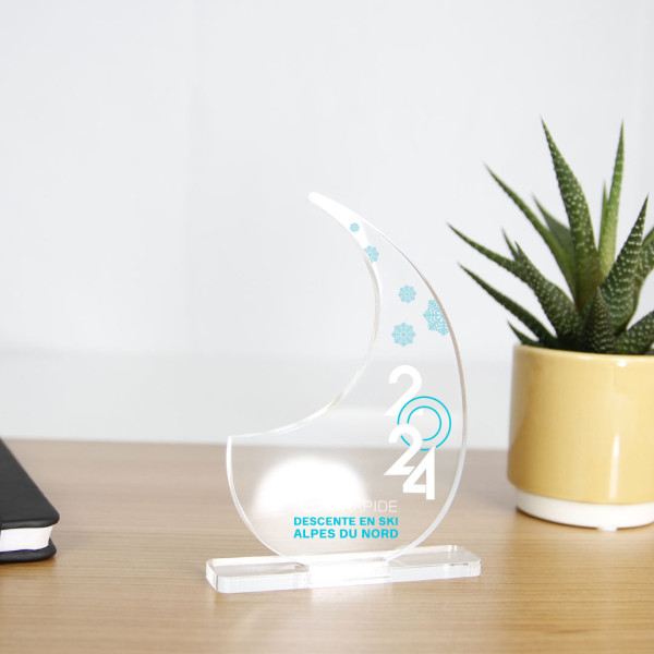 Trophée en plexiglas personnalisable Origine France Garantie – VIRGULE – Fabrication parisienne pour événements et récompenses p