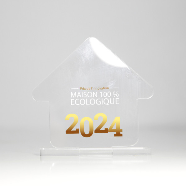 Trophée en plexiglas personnalisé Origine France Garantie – Récompense événementielle et communication d’entreprise