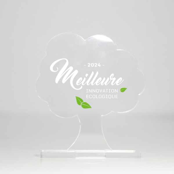 Trophée personnalisé en plexiglas ARBRE – Fabrication française et impression sur mesure pour entreprises et événements professi