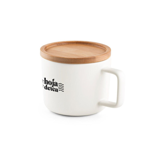 Tasse en céramique FANGIO de 220 mL avec couvercle et base en bambou - BCM Goodies