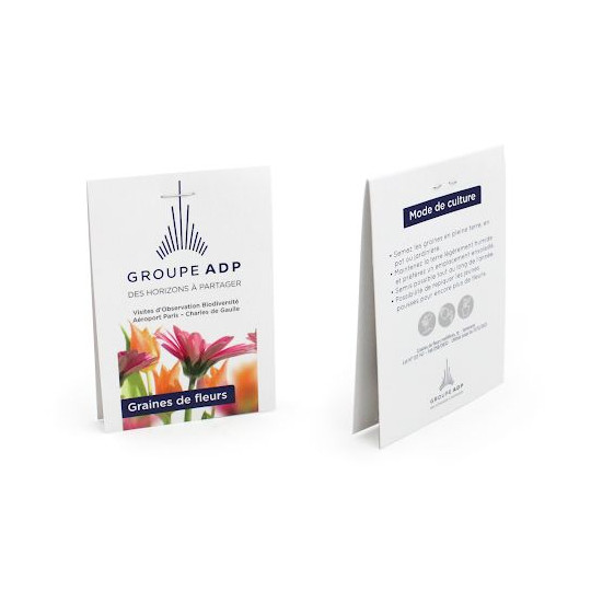 Sachet graines transparent personnalisable avec grand cavalier – Support de communication B2B – BCM Goodies