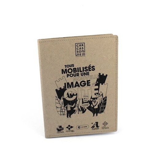 Conférencier A4 personnalisable en carton recyclé avec bloc note et crayon à graines – Objet publicitaire éco-responsable pour e