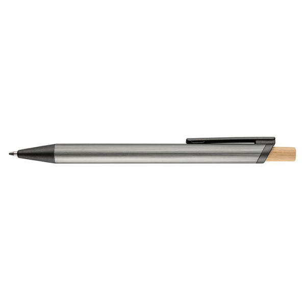 Stylo à bille recyclé MetMaxx en aluminium brossé et bambou - Personnalisable - Encre bleue - Promotion jusqu'au 31/03/2026