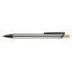 Stylo à bille recyclé MetMaxx en aluminium brossé et bambou - Personnalisable - Encre bleue - Promotion jusqu'au 31/03/2026