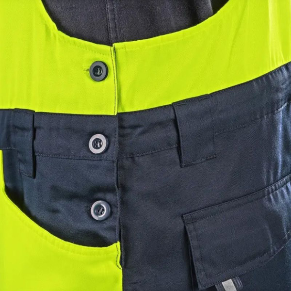 Salopette haute visibilité été homme CXS Halifax - Conforme norme EN ISO 20471 - Coton twill - Bretelles ajustables - Renforcée 